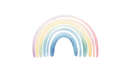 Watercolor illustration of a pastel rainbow perfect for children's books and peaceful themes