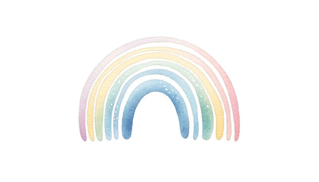 Watercolor illustration of a pastel rainbow perfect for children's books and peaceful themes