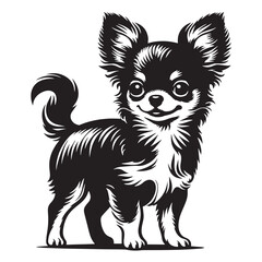 Obraz premium Elegant Chihuahua Silhouettes, Chihuahua Silhouettes Showcase, Chihuahua Silhouette Black and White - illustration