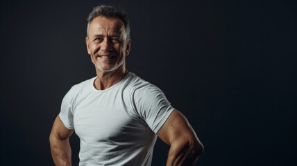 Fototapeta premium Smiling fit senior man, portrait of healthy aging and positive lifestyle.