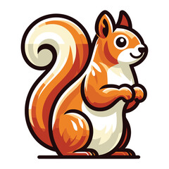 Cute squirrel full body character vector illustration, fluffy adorable squirrel chipmunk design template isolated on white background