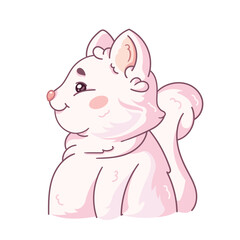 Cute fluffy cat in profile. A cartoon character is a pet. Vector illustration isolated on a white background