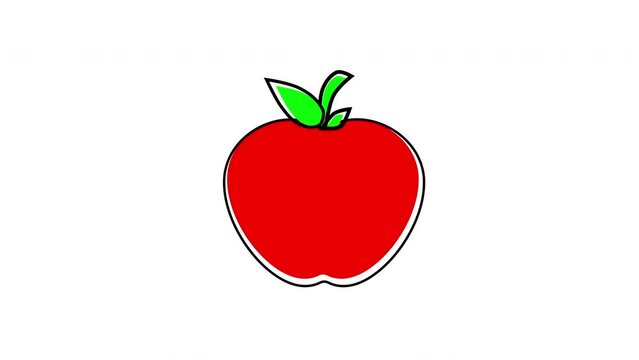Animated of cartoon red apple isolated on white background,  for farmers, fruit enthusiasts, and cider makers, cider makers. Healthy plant based healthy diet. Vitamins kids health education, eco