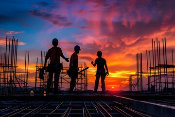 Construction Workers at Sunset using Bright Colors