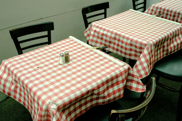An outdoor table at a restaurant in Little Italy, Manhattan, New York City