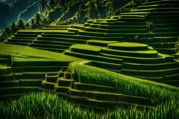 Deurstickers terraced rice field © Ghulam