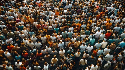 Large Crowd of People in a Sunny Day - obrazy, fototapety, plakaty