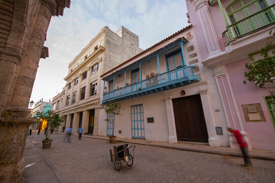 Casa de Carmen Montilla on Calle Oficios Street near Plaza de San Francisco de Asis in Old Havana (La Habana Vieja), Cuba. Old Havana is a World Heritage Site. 