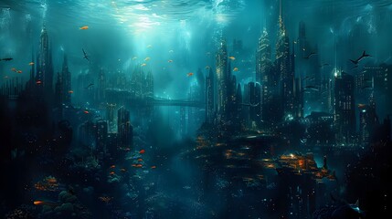 Underwater City in Dystopian Realism Style