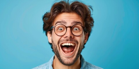 emotional portrait of happy british man in glasses. ai generated