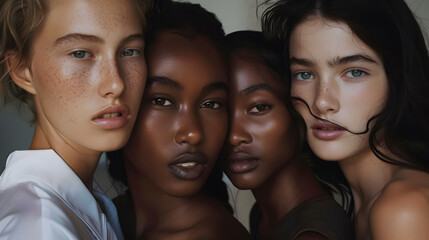 Obraz premium Beautiful models posing for the camera all with different skin tones