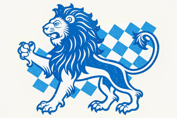 Bavarian lion in different variations, drawn, painted, psychedelic, neon, diamonds, blue and white, Oktoberfest