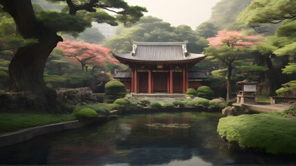 Japanese temple in the forest