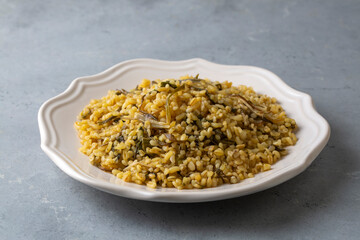 Herbed bulgur pilaf. 