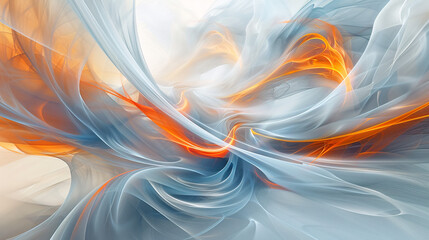 Abstract art of swirling orange and blue hues creating a dynamic, ethereal effect