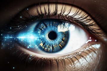 Virtual hologram interface on human eye for digital identity verification in laser surgeries