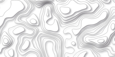 Topographic map background geographic line map with seamless white paper wave design. The black on white contours vector topography stylized height of the lines map.	