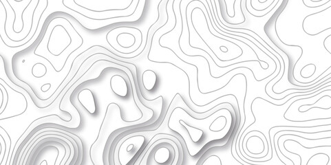 Topographic map background geographic line map with seamless white paper wave design. The black on white contours vector topography stylized height of the lines map.	 - obrazy, fototapety, plakaty