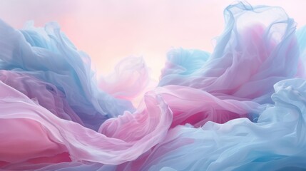 Whimsical Cotton Candy Swirls in Serene Pastel Palette Add Dynamic Energy to Summer Fair Background