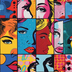 User
Pop art womens faces in a seamless tile