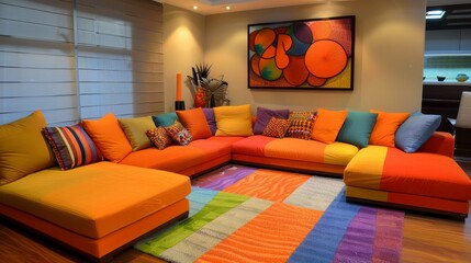 Vibrant Corner Sofa Arrangement