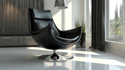 Sleek Black Leather Chair