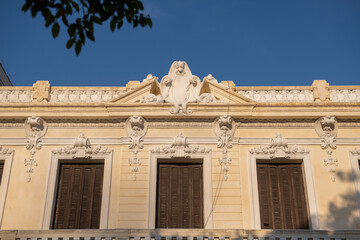 Historic buildings on Paseo del Prado at Calle Refugio Street in the morning in Old Havana (La Habana Vieja), Cuba. Old Havana is a World Heritage Site. 