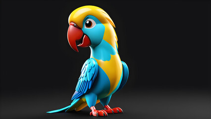 Fototapeta premium color parrot cartoon. a pet parrot emoji on a black background. cute parrots isolated