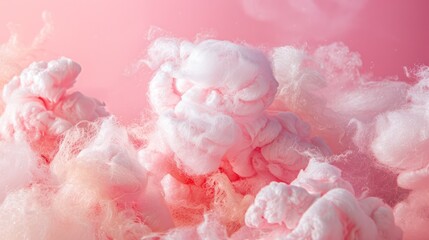 Fluffy Cotton Candy Clouds: Sweet Pastel Pink Confectionery Treat