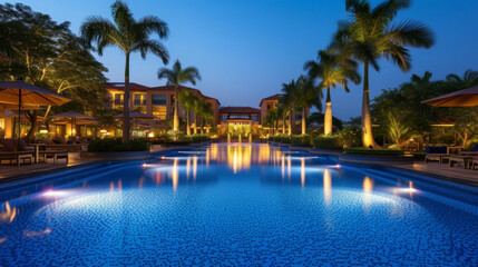 Obraz premium Background Indulge in the luxury of a highend resort complete with lush amenities and impeccable service.