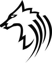 Tribal wolf tattoo, Wolf Howling Artwork design, side view wolf tattoo Illustration, Wolf Vintage Logo Stock Vector for anyone of graphic work, wild head wolfy fierce face logo design inspiration 