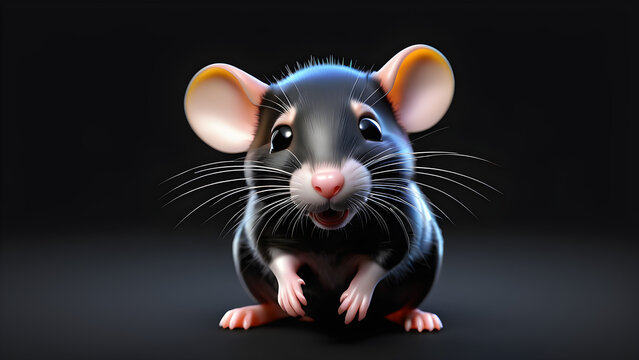 Rat cartoon. a pet rat emoji on a black background