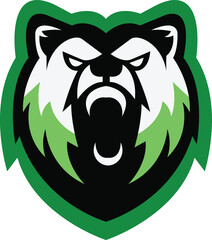 Bear head logo design, mascot bear logo icon illustration vector drawing, Brave Bear head mascot Logo design. Vector Template Illustration Design. Mascot Brave Bear Logo design any graphic work