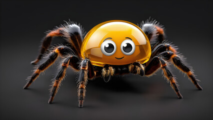 tarantulpet's cartoon. a pet tarantulpet's a emoji on a black background. spider on a black background. spider isolated 
