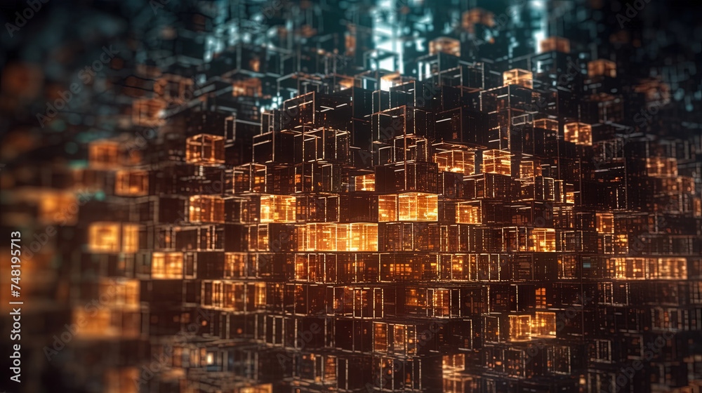 Poster Abstract background with structure of cubes. Colorful cubes texture for technology backdrop.