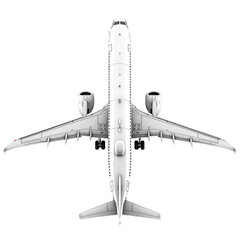 High detailed white airliner, 3d render on a white background 