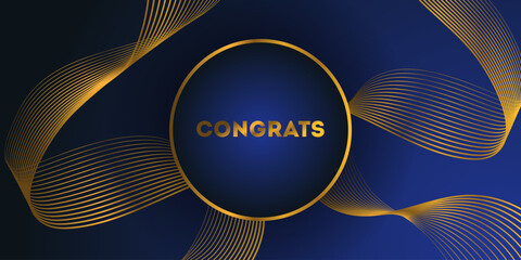 Blue and gold luxury abstract background with glowing golden wave. Modern blue gradient flowing gold wave lines. Shiny futuristic technology concept. Vector illustration