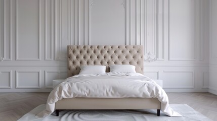 Classic Double Bed with Elegant Headboard