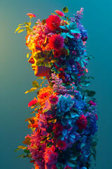 Blossoming Mind Concept, Floral Human Profile created with Generative AI technology