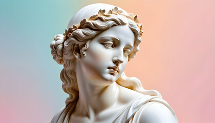 statue of woman aphrodite pop inspo with gradient background