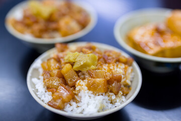 Taiwanese cuisine sweet soy sauce minced pork rice