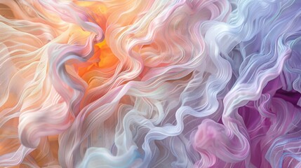 Delicate Beauty: Vivid Cotton Candy Swirls Macro Photography Capture Fluffy Pastel Strands and Intricate Details of Sugary Confection