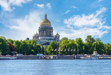 St. Petersburg, Russia - 30 may 2023: Spring Saint Petersburg. Sights of Russia. St. Isaac's...