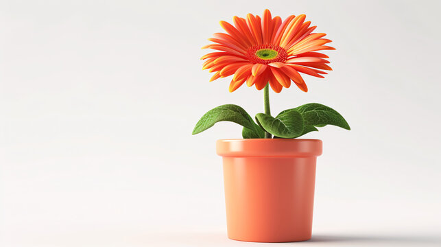 orange gerbera flower in vase