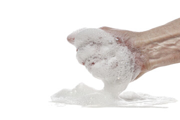 Washing hands isolated on white background