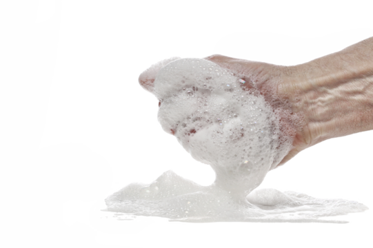 Washing hands isolated on white background