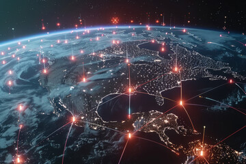 Obraz premium A map of the united states is shown from space