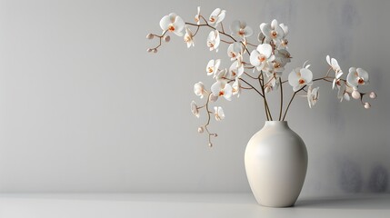 White Orchids in a Vase Realistic 3D Renderings