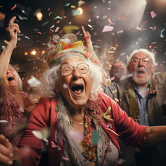 Happy senior woman celebrating her birthday