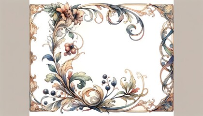 An elegant and detailed floral frame with vintage art elements perfect for formal invitations and cards vector